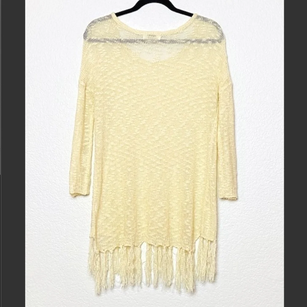 Umgee | Cream Long Sleeve Open Weave Sweater S - Picture 2 of 3